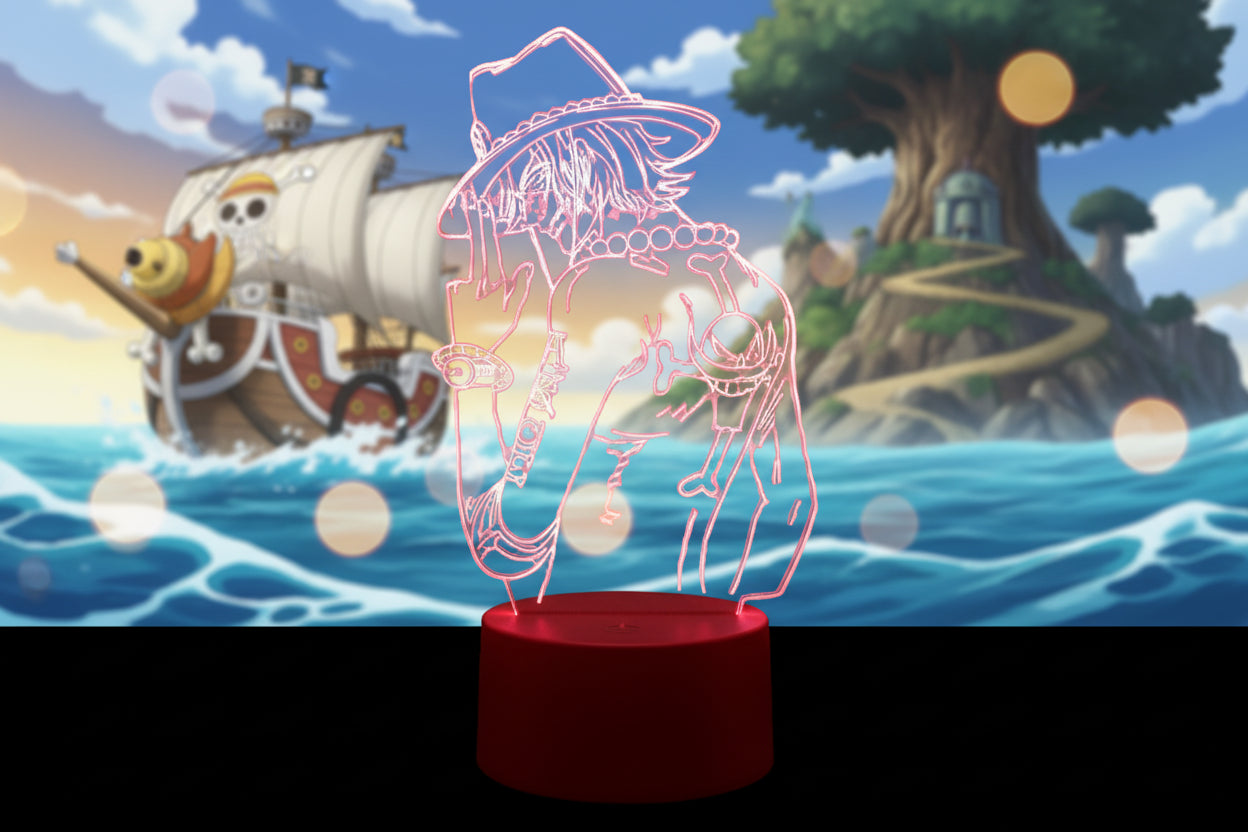 Lampe de Chevet One Piece Ace Poing de Feu 3D 2 / 16 color with remote