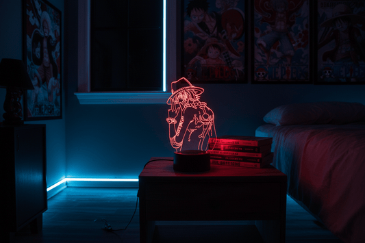 Lampe de Chevet One Piece Ace Poing de Feu 3D 2 / 16 color with remote