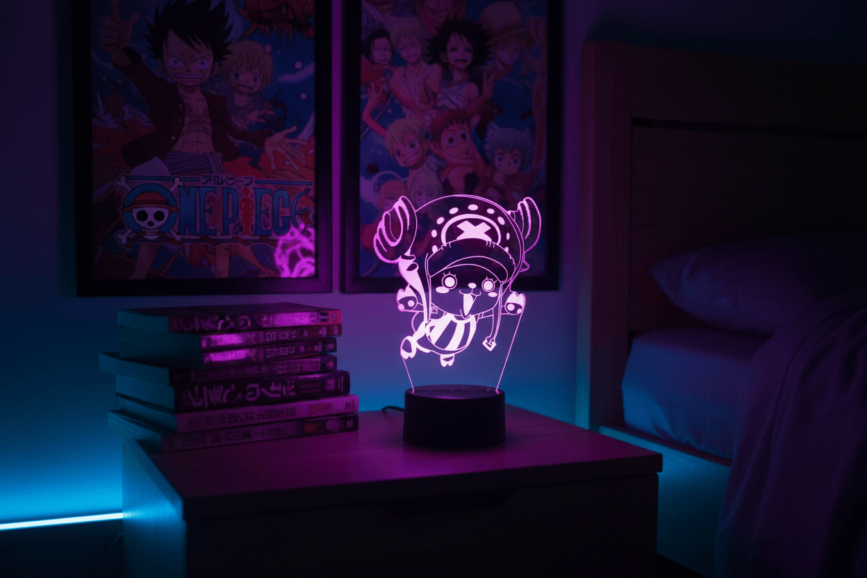 Lampe de Chevet One Piece Chopper 3D Acrylique LED 12 / 16 color with remote