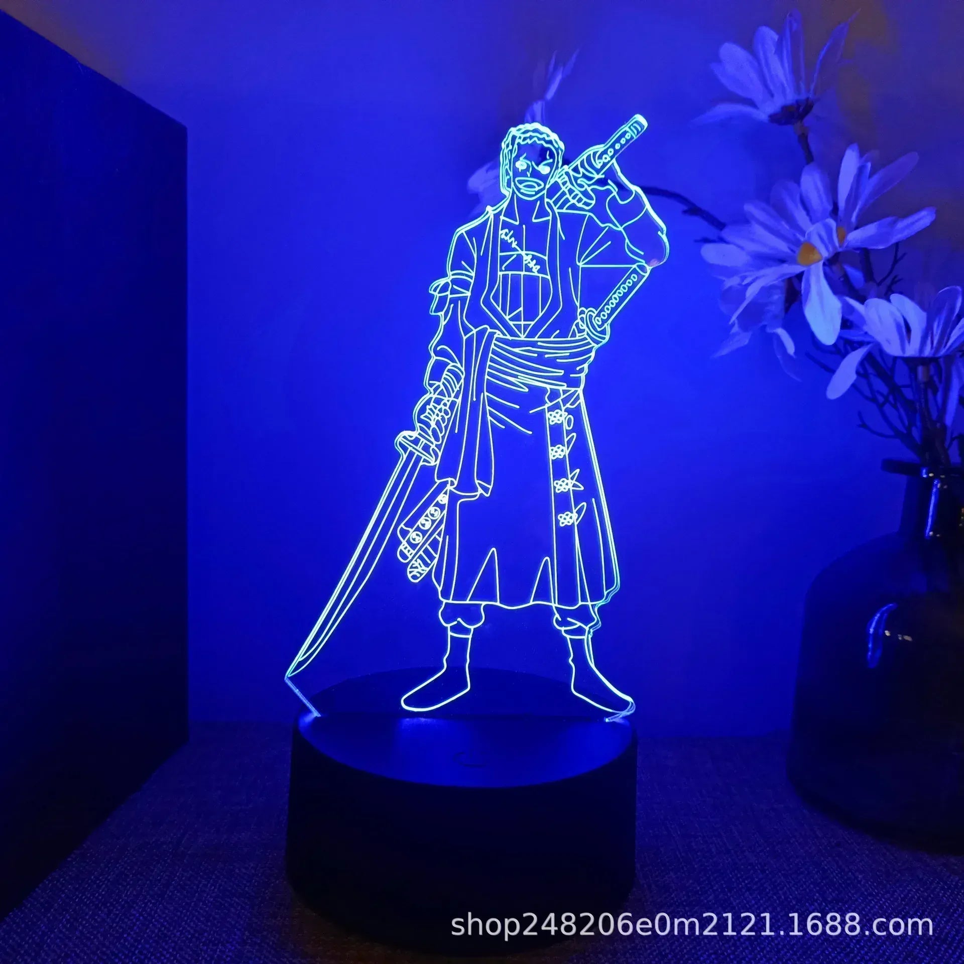 Lampe de Chevet One Piece Zoro 3D Acrylique LED 9 / 16 color with remote