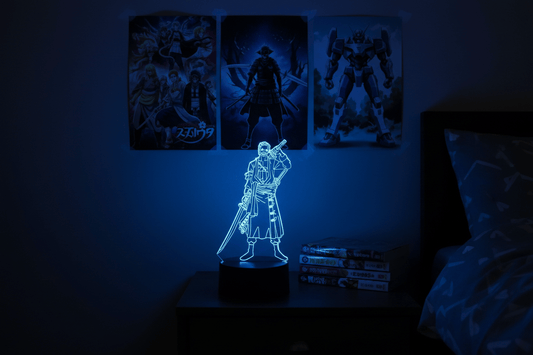 Lampe de Chevet One Piece Zoro 3D Acrylique LED 9 / 16 color with remote