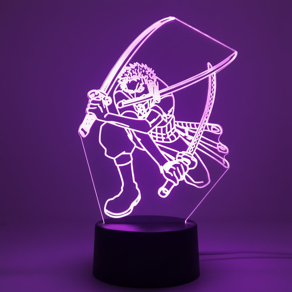 Lampe de Chevet One Piece Zoro Santoryu 3D Acrylique 8 / 16 color with remote