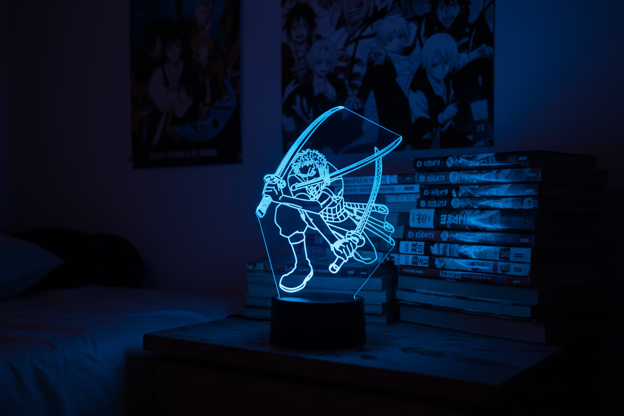 Lampe de Chevet One Piece Zoro Santoryu 3D Acrylique 8 / 16 color with remote