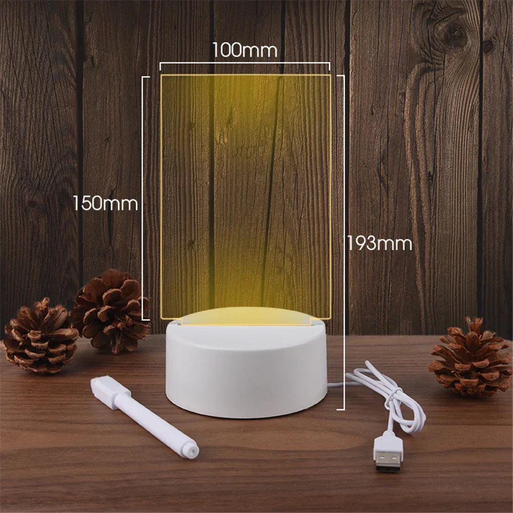 Lampe de Chevet Tableau Message LED Acrylique USB