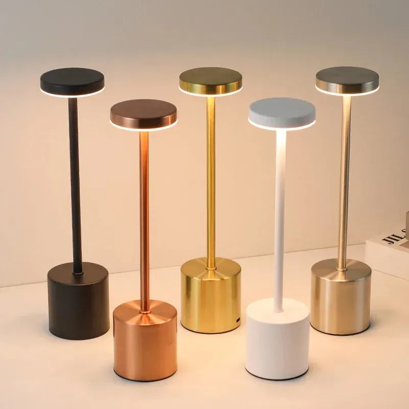 Lampe de Chevet Tige Métal Tactile Rechargeable 3 Tons