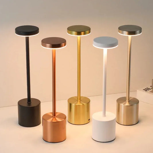 Lampe de Chevet Tige Métal Tactile Rechargeable 3 Tons