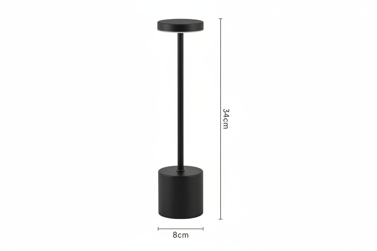 Lampe de Chevet Tige Métal Tactile Rechargeable 3 Tons Black