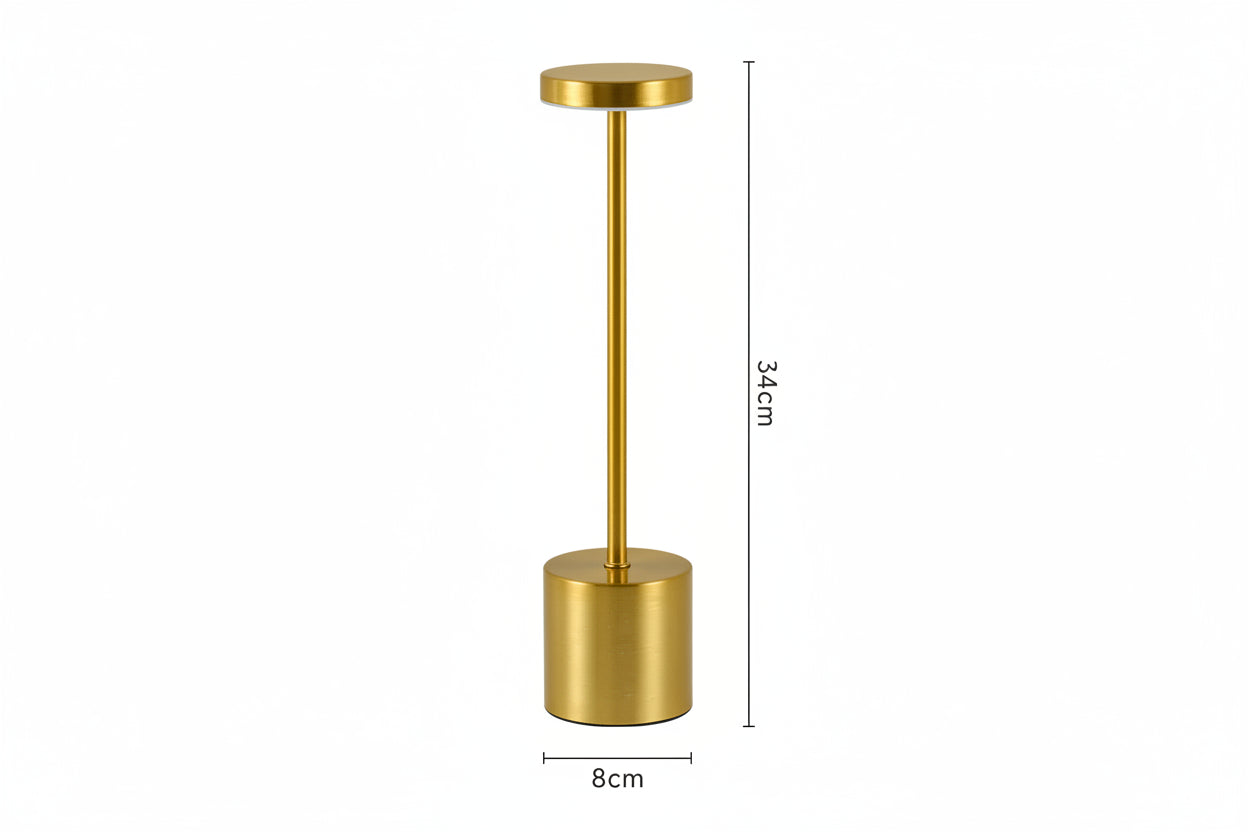 Lampe de Chevet Tige Métal Tactile Rechargeable 3 Tons Gold