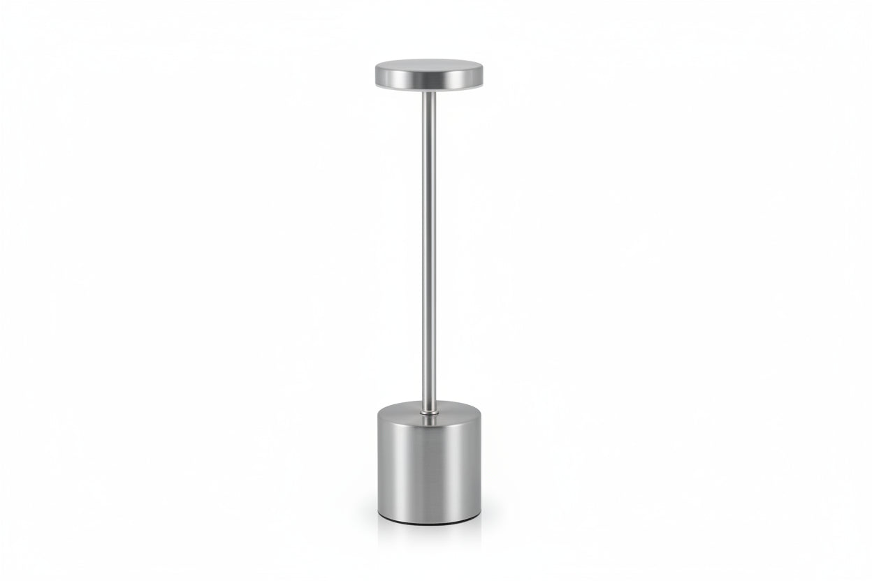 Lampe de Chevet Tige Métal Tactile Rechargeable 3 Tons Silvery