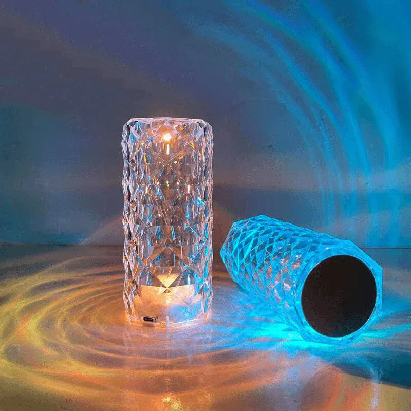 Lampe de Chevet Verre Cristal 16 Couleurs Télécommande LED RGB / 21.5 X9 CM