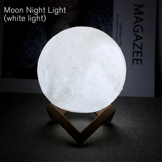 Veilleuse Lune 3D Blanc Pur Chambre Enfant LED White light