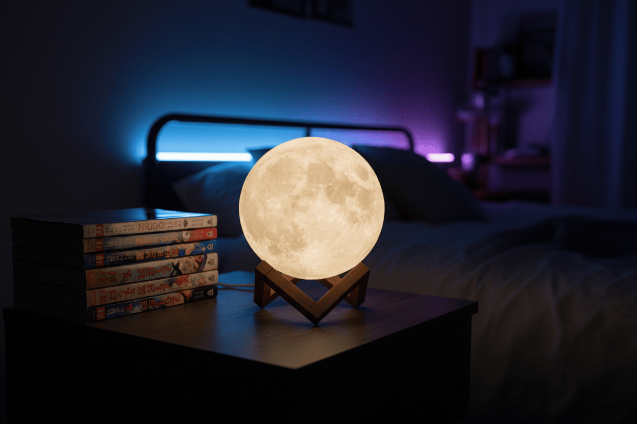 Veilleuse Lune 3D Blanc Pur Chambre Enfant LED White light